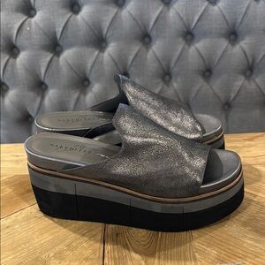 Naked Feet Black and Gray Platform Slip-On Shoes